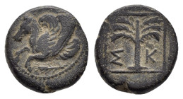 TROAS.(4th Century BC).AE.Skepsis.

Obv : Forepart of pegasus left.
Rev : Σ K.
Palm tree within linear square.
BMC 82; SNG Tubingen 2664; Klein, KM 47...