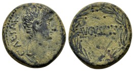 ASIA MINOR. Uncertain. Augustus (27 BC-14 AD). AE.

Obv: CAESAR. Bare head right.
Rev: AVGVSTVS. Legend in one line within laurel wreath.
RPC I 22...