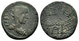 BITHYNIA. Nicaea. Macrianus (Usurper, 260-261). Ae.

Obv: TIT ΦOVΛ IOV MAKPIANOC CEB.
Radiate, draped and cuirassed bust right.
Rev: NIKAIEΩN.
View of...