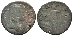BITHYNIA.Prusa ad Olympum. Julia Domna (Augusta, 193-217). Ae.

Obv : ΙΟΥΛΙΑ ΑΥΓΟΥϹΤΑ; draped bust of Julia Domna, right.
Rev : ΠΡΟΥϹΑΕΩΝ; Athena stan...