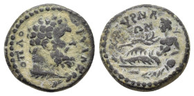 IONIA. Smyrna. Pseudo-autonomous. Time of Marcus Aurelius (161-180). Ae.

Obv: ΟΠΛΟΦVΛΑΖ.
Bearded and bare head of Herakles right, with lion skin tied...