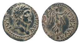 LYCAONIA. Iconium. Domitian, 81-96 AD. AE.

Obv: ΔΟΜΙΤΙΑΝΟϹ ΚΑΙϹΑΡ. Laureate head right.
Rev: ΚΛΑΥΔƐΙΚΟΝΙƐWΝ. Nike advancing left with wreath and p...