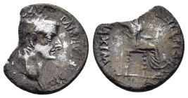 TIBERIUS (14-37). Denarius. Lugdunum. "Tribute Penny" type.

Obv: TI CAESAR DIVI AVG F AVGVSTVS.
Laureate head right.
Rev: PONTIF MAXIM.
Livia (as Pax...