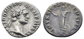 DOMITIAN (81-96). Denarius. Rome.

Obv: IMP CAES DOMIT AVG GERM P M TR P XIIII.
Laureate head right.
Rev: IMP XXII COS XVII CENS P P P.
Minerva standi...