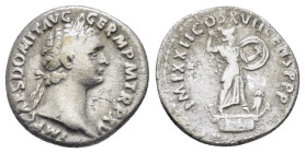 DOMITIAN (81-96). Denarius. Rome.

Obv: IMP CAES DOMIT AVG GERM P M TR P XV.
Laureate head right.
Rev: IMP XXII COS XVII CENS P P P.
Minerva advancing...