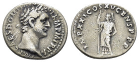 DOMITIAN (81-96).Rome.Denarius.

Obv : IMP CAES DOMIT AVG GERM P M TR P XIII.
Laureate head right.
Rev : IMP XXII COS XVI CENS P P P.
Minerva standing...