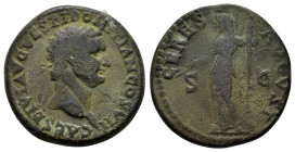 DOMITIAN (Caesar, 69-81 AD) AE. Dupondius. Rome

Obv: CAES DIVI AVG VESP F DOMITIAN COS VII, Head laureate r.
Rev: CERES - AVGVSTA on l. and r., S - C...