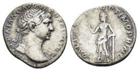 TRAJAN (98-117). Denarius. Rome.

Obv: IMP TRAIANO AVG GER DAC P M TR P.
Laureate bust right, with slight drapery.
Rev: COS V P P S P Q R OPTIMO PRINC...