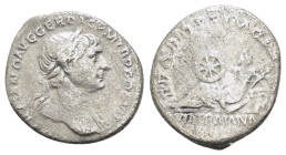 TRAJAN.(98-117).Rome.Denarius.

Obv : IMP TRΛIΛNO AVG GER DΛC P M TR P COS VI P P.
Laureate bust right, slight drapery.
Rev : SPQR OPTIMO PRINCIPI VIA...