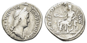 SABINA (Augusta, 128-136/7). Denarius. Rome.

Obv: SABINA AVGVSTA HADRIANI AVG P P.
Draped bust right.
Rev: CONCORDIA AVG.
Concordia seated left on th...