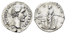 ANTONINUS PIUS (138-161). Denarius. Rome.

Obv: ANTONINVS AVG PIVS P P TR P XII.
Laureate head right.
Rev: COS IIII.
Salus standing left, feeding snak...