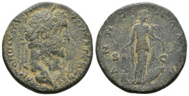 ANTONINUS PIUS (138-161). Sestertius. Rome.

Obv: ANTONINVS AVG PIVS P P TR P COS III.
Laureate head right.
Rev: ANNONA AVG / S - C.
Annona standing f...