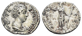 DIVA FAUSTINA I (Died 140/1). Denarius. Rome. Struck under Antoninus Pius.

Obv: DIVA FAVSTINA.
Draped bust right.
Rev: AVGVSTA.
Ceres (or Aeternitas)...