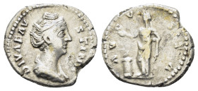 DIVA FAUSTINA I (Died 140/1). Denarius. Rome.

Obv: DIVA FAVSTINA.
Draped bust right.
Rev: AVGVSTA.
Pietas standing left, raising hand; lighted altar ...