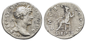 HADRIAN (117-138). Denarius. Rome.

Obv: IMP CAESAR TRAIAN HADRIANVS AVG.
Laureate and cuirassed bust right.
Rev: P M TR P COS III / LIB PVB.
Libertas...