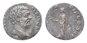 CLODIUS ALBINUS. (193-195 AD). AR. Denarius, Rome

Obv: D CLOD SEPT ALBIN CAES. Bare head right.
Rev: MINER PACIF COS II. Minerva standing left, ho...