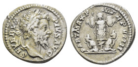 SEPTIMIUS SEVERUS (193-211). Denarius. Rome.

Obv: SEVERVS PIVS AVG.
Laureate head right.
Rev: PART MAX P M TR P VIIII.
Trophy flanked by two captives...