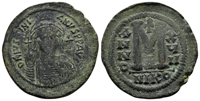 JUSTINIAN I (527-565). Ae. Follis. Nicomedia. Dated RY 17 (543/4).

Obv: D N IVS...