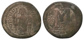 JUSTINIAN I (527-565 AD). Ae. Follis or 40 Nummi. Antioch.

Condition : Good very fine.

Weight: 16.19 g
Diameter: 30.62 mm