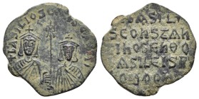 CONSTANTINE VII PORPHYROGENITUS and ZOE.(913-959).Constantinople.Follis.

Obv : COnStAnt' CE ZOH b.
Crowned busts of Constantine, wearing loros, an...