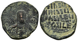 ANONYMOUS FOLLES. Class A3. Attributed to Basil II & Constantine VIII (976-1025). Follis. Constantinople.

Obv: + ЄMMANOVHΛ / IC - XC.
Facing bust of ...