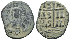 ROMANUS III ARGYRUS. (AD. 1028-1034). Ae. Anonymous Follis. Constantinople.

Obv : + ЄMMANOVH IC - XC.
Facing bust of Christ Pantokrator.
Rev : + IS X...