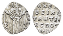 CONSTANTINE X DUCAS (1059-1067). 2/3 Miliaresion. Constantinople.

Obv: + ӨKЄ BOHӨЄI / MHP - ΘV.
The Virgin Mary standing facing, orans; wedge to uppe...