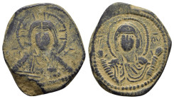 ROMANUS IV DIOGENES (AD. 1068-1071). Ae. Anonymous Class G. Follis. Constantinople.

Obv : Bust of Christ facing with nimbate cross, pallium and colob...