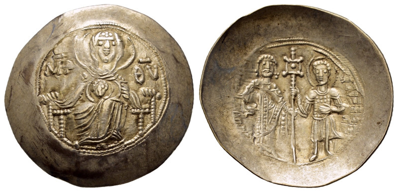 MANUEL I COMNENUS (1143-1180 AD). EL Aspron Trachy. Thessalonica.

Obv: MP - Θ...