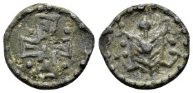 BYZANTINE ANONYMOUS.Tessera.(Circa 10th century).

Condition : Good very fine.

Weight : 3.15 gr.
Diameter : 18 mm.