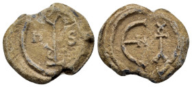 BYZANTINE LEAD SEAL.(Circa 7th-11th Century).Pb.

Condition : Good very fine.

Weight : 10.28 gr
Diameter : 24 mm