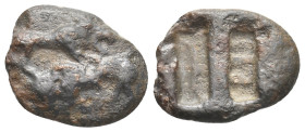 Western Asia Minor.uncertain mint PB Bulla.

Obv: Lion to right attacking bull.
Rev: Two oblong incuse punches.
The present bulla echoes the early...