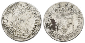FRANCE. Guillaume Henri de Nassau, AD 1650-1702. 1/12 Écu. 

Obv: GVIL HNR D G PRI AV. Draped bust right.
Rev: 1661 / SOLI DEO HONOR ET GL. Crowned co...