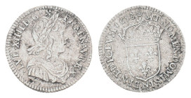 FRANCE. Louis XIV. 1/12 Écu. Aix 1658. AR. Silver

Obv: LVD XIIII D G FR ET NAV REX. Wreathed and draped bust right.
Rev: SIT NOMEN DOMININ BENEDIC...