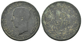 GREECE. KING GEORGE I.10 Lepta 1870.

Condition : Good very fine.

Weight : 8.94 gr.
Diameter : 29 mm.