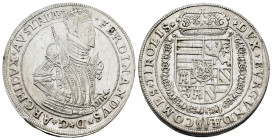 HOLY ROMAN EMPIRE. Ferdinand (Archduke, 1564-1595). Taler. Hall.

Obv: FERDINANDVS D G ARCHI DVX AVSTR.
Crowned and armored half-length bust right, ho...