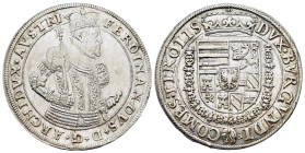HOLY ROMAN EMPIRE. Ferdinand (Archduke, 1564-1595). Taler. Hall.

Obv: FERDINANDVS D G ARCHI DVX AVSTR.
Crowned and armored half-length bust right, ho...