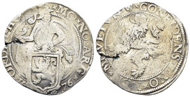 NETHERLANDS. Holland. Lion Dollar or Leeuwendaalder (1576).

Obv: MO NO ARG ORDIN HOL. Knight standing left, head right, holding up garnished coat-o...