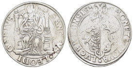 SWITZERLAND.LUCERNE, CITY.Taler undated (1550/1567).

Obv : LEODIGARIVS SANCTVS. The enthroned Saint Leodegar in bishop's vestments, holding a crozier...