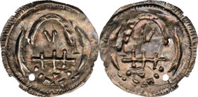DENMARK. Semi-Bracteate, ND (958-985). Haithabu (Hedeby) Mint. Harald Blåtand (Bluetooth). NGC Unc Details--Holed.
Hauberg-1; Malmer-KG 9d:I(this coi...