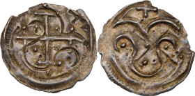 DENMARK. Semi-Bracteate, ND (958-985). Haithabu (Hedeby) Mint. Harald Blåtand (Bluetooth). NGC--Chipped.
Hauberg-2; Malmer-KG 10a; Bruun-1288. Weight...