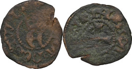 DENMARK. Copper Sterling, ND (1396-1439). Næstved Mint. Erik of Pomerania. NGC VF Details--Environmental Damage.
Galster-7; Sieg-7; Bruun-3737. The C...