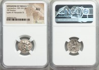 THRACIAN KINGDOM. Lysimachus (305-281 BC). AR drachm (17mm, 12h). NGC AU. Colophon, 297/6 BC. Head of Heracles right, wearing lion skin headdress, paw...