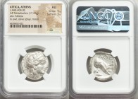 ATTICA. Athens. Ca. 440-404 BC. AR tetradrachm (24mm, 17.21 gm, 9h). NGC AU 5/5 - 3/5. Mid-mass coinage issue. Head of Athena right, wearing crested A...