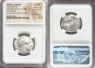 ATTICA. Athens. Ca. 440-404 BC. AR tetradrachm (25mm 17.17 gm, 7h). NGC Choice VF 5/5 - 2/5, countermark. Mid-mass coinage issue. Head of Athena right...