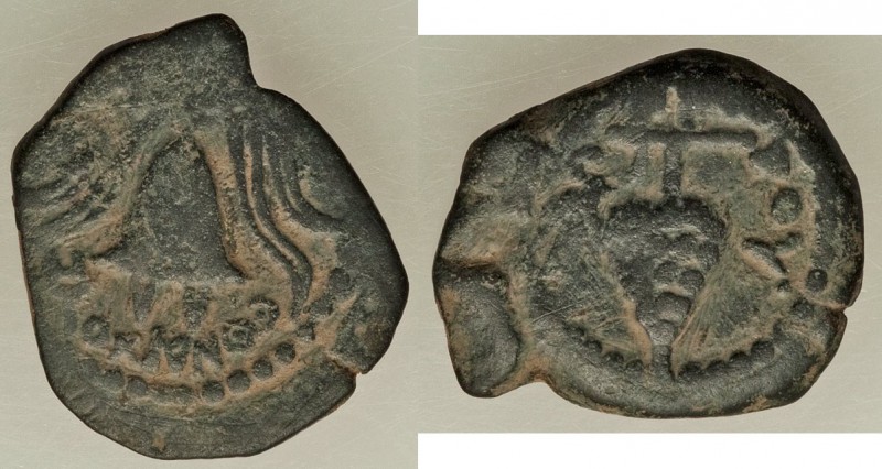 JUDAEA. Herodians. Herod Archelaus (4 BC-AD 6). AE prutah (15mm, 2.75 gm, 5h). V...