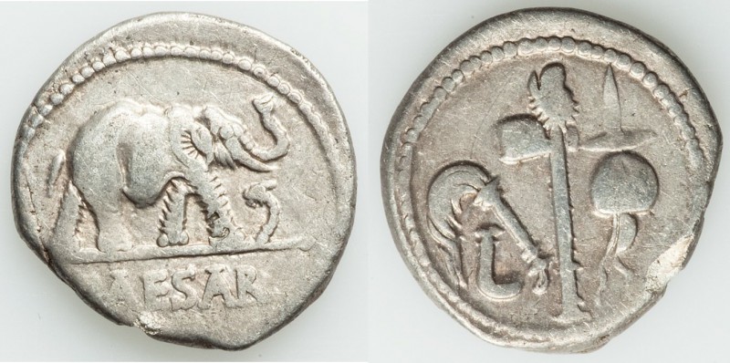 Julius Caesar, as Dictator (49-44 BC). AR denarius (19mm, 3.70 gm, 1h). Fine, ed...