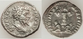 Septimius Severus (AD 193-211). AR denarius (19mm, 3.35 gm, 6h). VF. Rome, AD 201. SEVERVS-PIVS AVG, laureate head of Septimius Severus right / PART M...