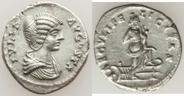 Julia Domna (AD 193-217). AR denarius (19mm, 2.97 gm, 7h). XF. Laodicea, AD 196-202. IVLIA-AVGVSTA, draped bust of Julia Domna right, seen from front,...