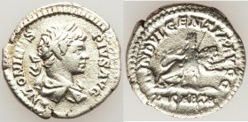 Caracalla (AD 198-217). AR denarius (19mm, 3.04 gm, 7h). Fine, porous. Rome. ANTONINVS-PIVS AVG, laureate, draped bust of Caracalla right, seen from b...